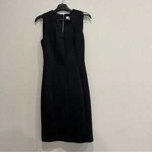 Calvin Klein black sheath scuba Dress fancy neckline size 4